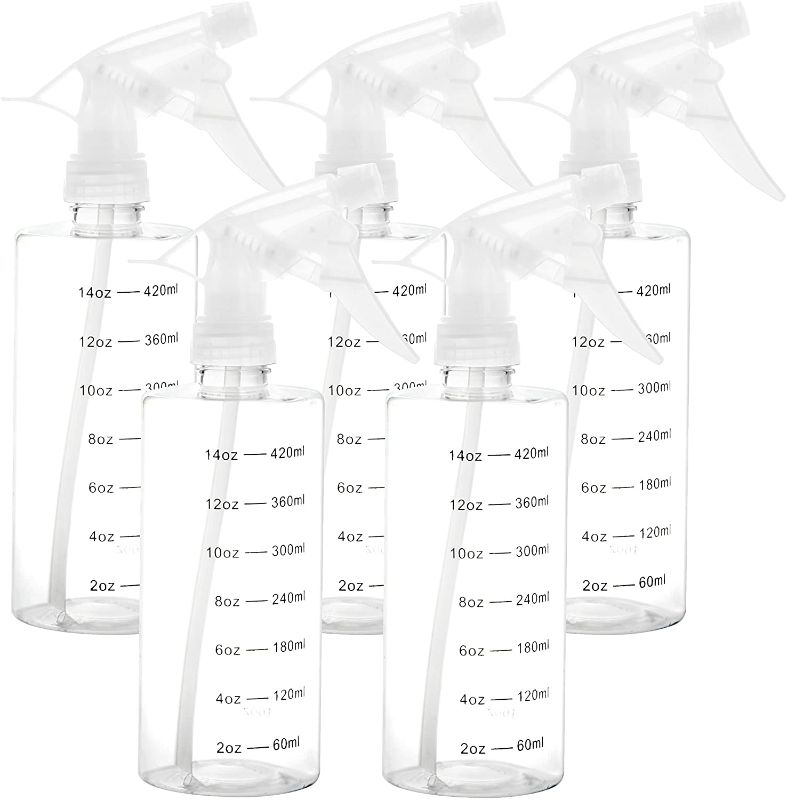 Photo 1 of Youngever 5 Pack Empty Plastic Spray Bottles, Spray Bottles for Hair and Cleaning Solutions (16 Ounce)
