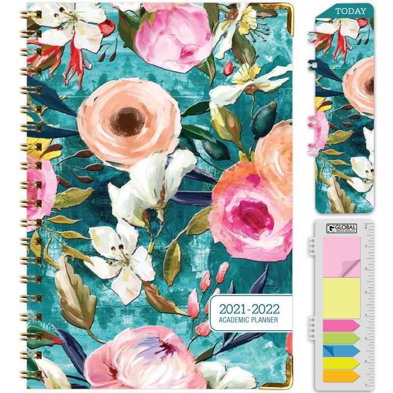 Photo 1 of 2021-2022 - Hardcover Planner - TEAL FLORAL
