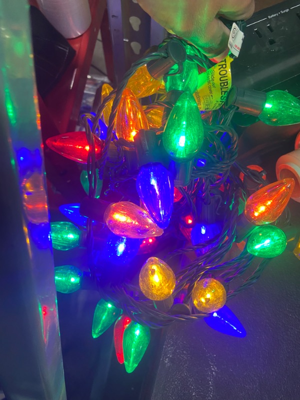 Photo 2 of 50 ft. 50-Light LED C9 Multi-Color Super Bright String Light Christmas Decoration
