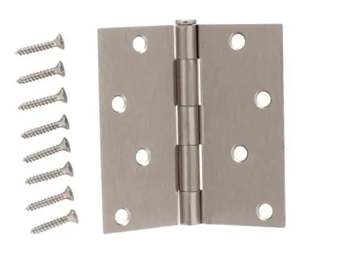 Photo 1 of 4 PACK- Everbilt 4 in. Satin Nickel Square Corner Door Hinge