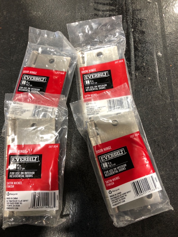 Photo 1 of 4 PACK- Everbilt 4 in. Satin Nickel Square Corner Door Hinge