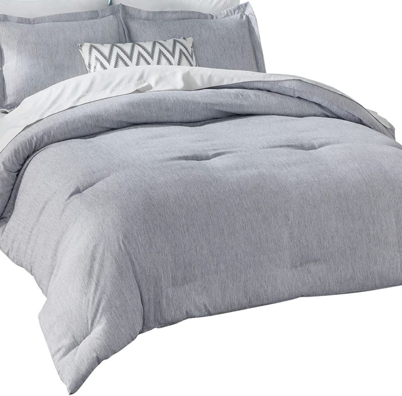 Photo 1 of Bedsure Grey Twin Comforter Set - Bedding Comforter Set, Comforters Twin Size Cationic Dyeing Twin Comforter  (Twin/Twin XL, 68x88 inches, 1 Piece)
