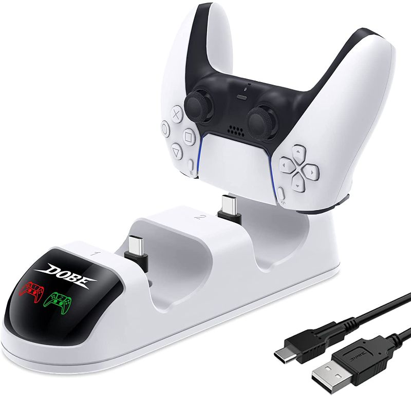 Photo 1 of FYOUNG Controller Charging Station for PS5, Charging Dock Compatible for Playstation 5 DualSense Wireless Controller with LED Light Indicators and USB C Cable
