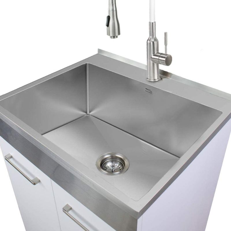 Photo 1 of **PARTS ONLY!!** Transolid TCA-2420-WS 24-in x 20-in x 34.6-in Laundry Sink Cabinet with Faucet, White,Medium 
