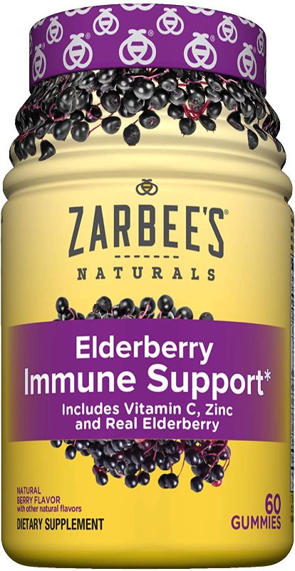 Photo 1 of 3 pack of Zarbee's Naturals Elderberry Immune Support with Vitamins A, C, D, E & Zinc, Natural Berry Flavor, 60 Count
EXP: 03/2022