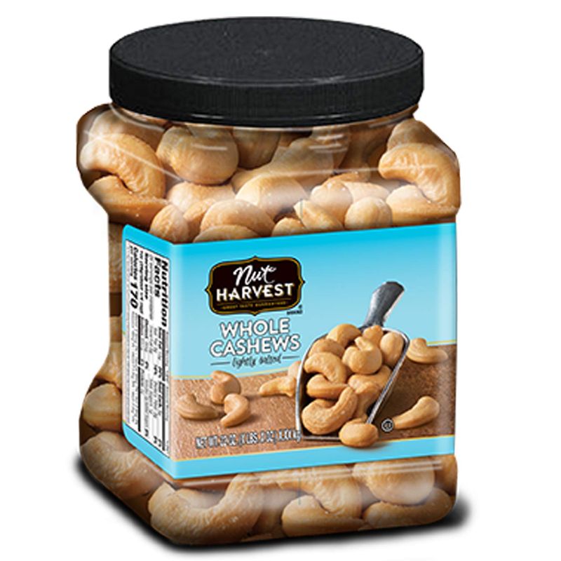 Photo 1 of 2 packs of Nut Harvest, Lightly Salted Whole Cashews, 24oz Jar
BEST BY: DEC.14.2021