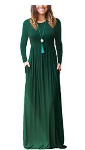 Photo 1 of GRECERELLE Women's Long Sleeve Loose Plain Maxi Dresses Casual Long Dresses with Pockets, XL