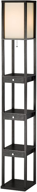 Photo 1 of Adesso 3450-01 Murray Three Drawer Shelf Lamp, 72 in, 150W Incandescent/ 150W CFL, Black PVC Veneer on MDF, 1 Floor Lamp