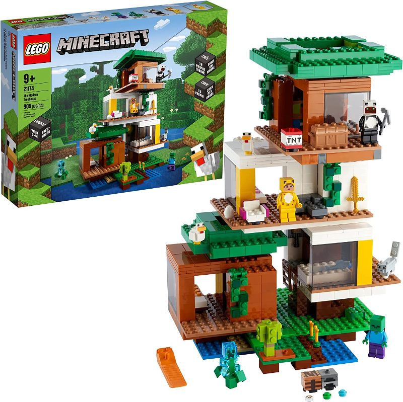 Photo 1 of LEGO Minecraft The Modern Treehouse 21174 Giant Treehouse Building Kit Playset; Fun Toy for Minecraft-Gaming Kids; New 2021 (909 Pieces)