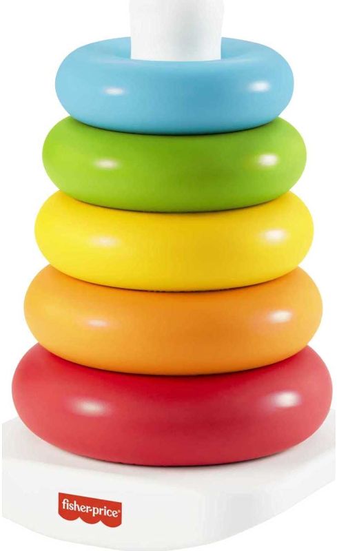 Photo 1 of Fisher-Price Rock-a-Stack, Classic Ring Stacking Toy Made from Plant-Based Materials for Babies Ages 6 Months and Older