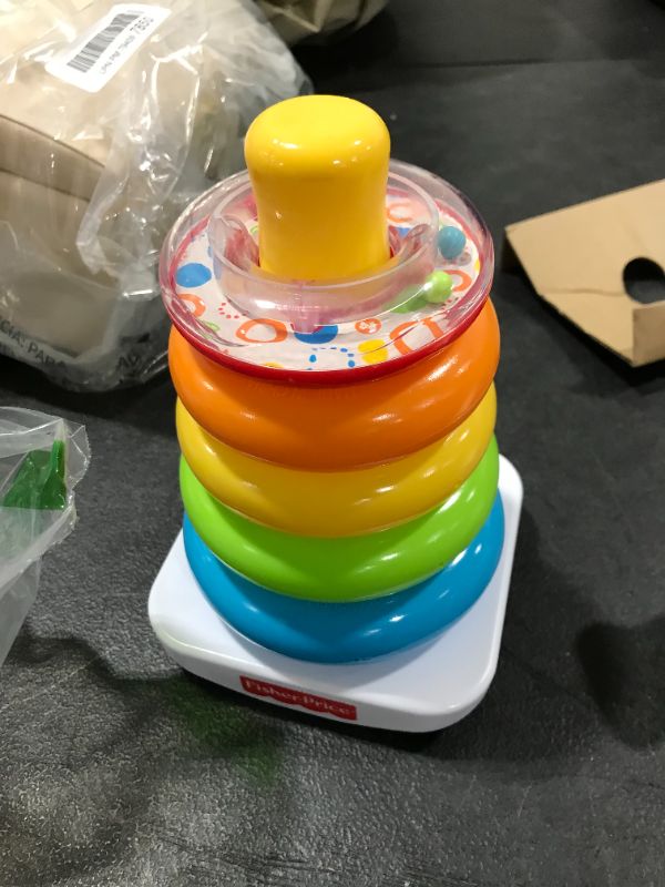 Photo 1 of Fisher-Price Rock-a-Stack, Classic Ring Stacking Toy Made from Plant-Based Materials for Babies Ages 6 Months and Older