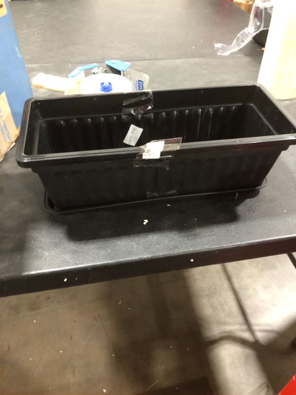 Photo 1 of 17" Wide Plastic Black Planter Box, No Holes, With Tray