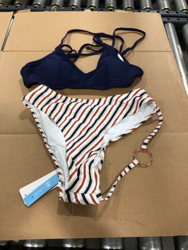 Photo 1 of Cupshe Everly Striped Crisscross Tie Back Bikini Medium 
 