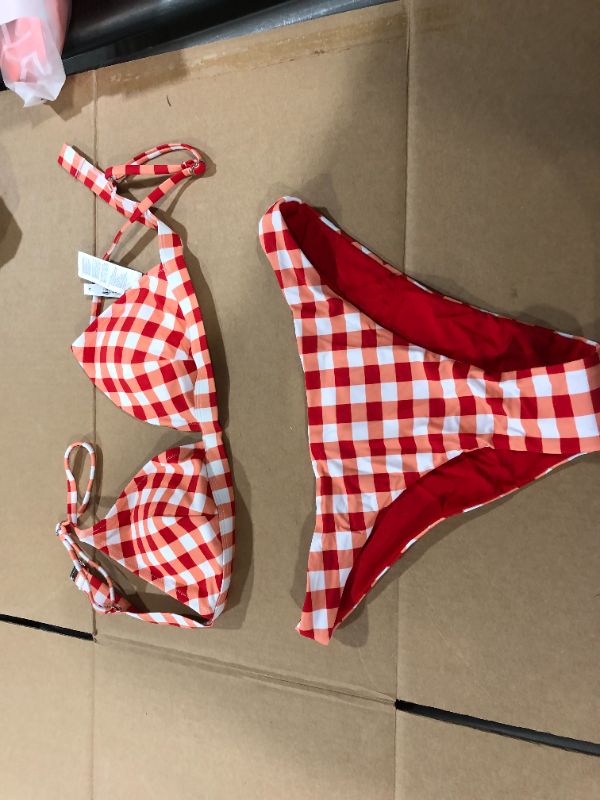 Photo 1 of Cupshe Mariam Gingham Triangle Reversible Low Waisted Bikini Medium 