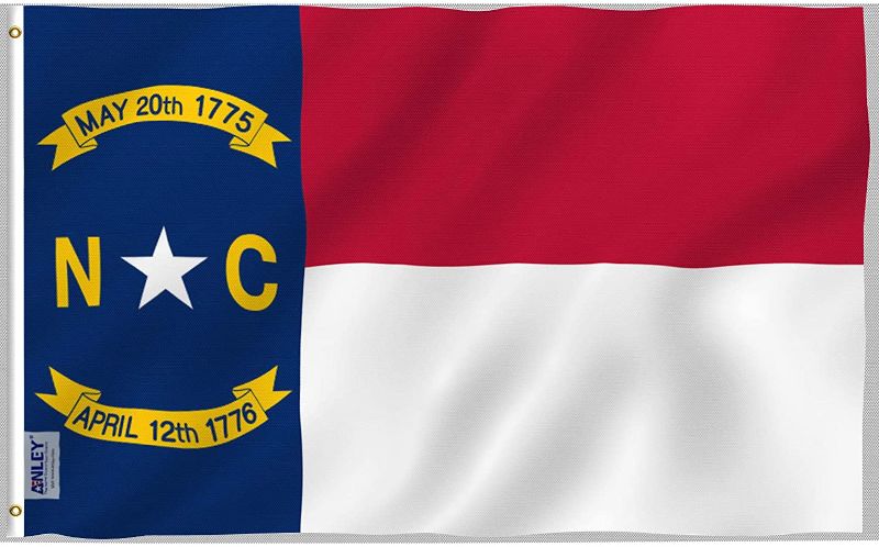 Photo 1 of Anley Fly Breeze 3x5 Foot North Carolina State Polyester Flag - Vivid Color and Fade Proof - Canvas Header and Double Stitched - North Carolina NC Flags with Brass Grommets 3 X 5 Ft
