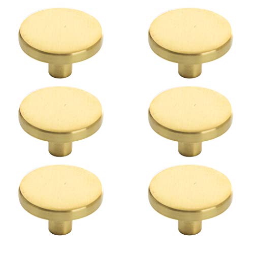 Photo 1 of BINO 6-Pack Cabinet Knobs - 1.22" Diameter (31mm), Brass - Dresser Knobs for Dresser Drawer Knobs and Pulls Knobs and Pulls Handles
