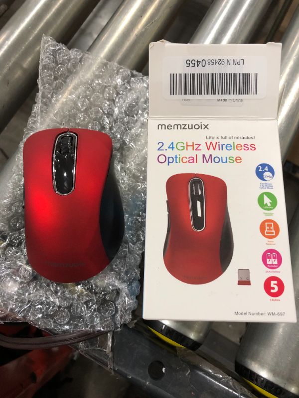 Photo 2 of Memzuoix 2.4G Wireless Mouse for Laptop, Portable Computer Mouse,Mobile Mouse Optical Mouse with USB Receiver, 1,200 DPI Cordless Mouse Wireless Mice for Computer Mac PC Notebook, 5 Buttons (Red)
