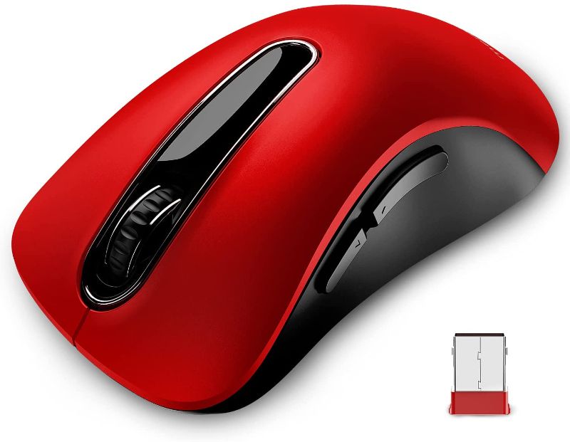 Photo 1 of Memzuoix 2.4G Wireless Mouse for Laptop, Portable Computer Mouse,Mobile Mouse Optical Mouse with USB Receiver, 1,200 DPI Cordless Mouse Wireless Mice for Computer Mac PC Notebook, 5 Buttons (Red)
