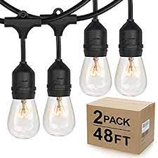 Photo 1 of 2-Pack 48Ft Dimmable Outdoor Bistro String Lights for Patio, Waterproof Hanging Vintage 11W Edison Bulbs, 48Ft Commercial Lights String Perfect for Cafe Backyard Pergola, Blk(96ft)
