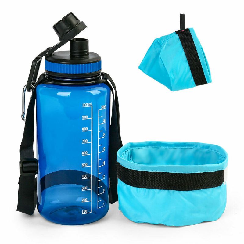 Photo 1 of 1000ml Portable Dog Water Bottle Collapsible Bowl Outdoor Pet Drinking Feeder
