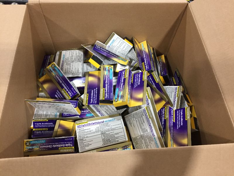 Photo 2 of BOX OF 100!!! GoodSense Maximum Strength Triple Antibiotic Ointment plus Pain Relief, Soothes Painful Cuts, Scrapes, and Burns, While Preventing Infection, 1 Ounce
BB 01 2022