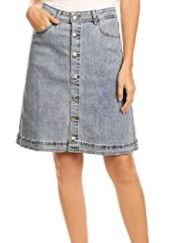 Photo 1 of Anna-Kaci Womens Vintage Stretch Denim Jean Button Flare Skirt with Side Pocket
XL