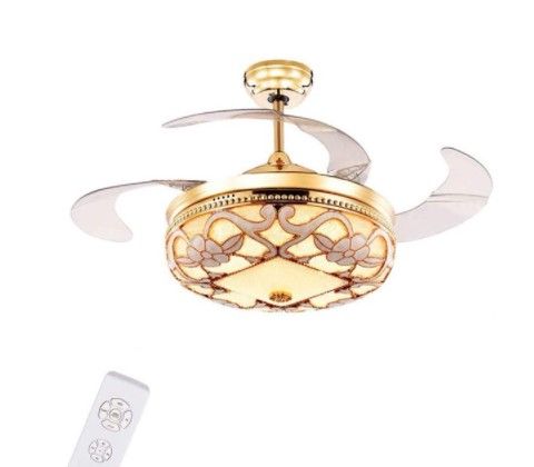 Photo 1 of 42" Retractable Ceiling Fan Lamp Modern LED Chandelier Light Remote Control 36W