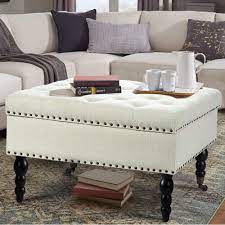 Photo 1 of AVAWING 29" Square Tufted Button Storage Ottoman Table Bench