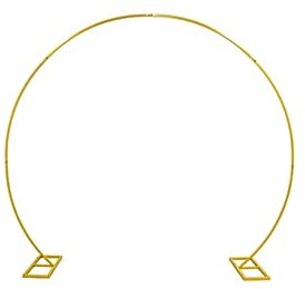 Photo 1 of 9.2ft(2.8M) Large Golden Metal Balloon Circle Decoration Arch Semicircle Metal Arch Garden Arbor Wedding Backdrop Stand for Birthday Wedding Graduation Decorations
