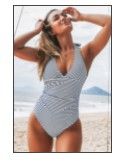 Photo 1 of Blue And White Stripe Halter One Piece Swimsuit
SIZE M