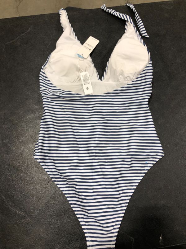 Photo 3 of Blue And White Stripe Halter One Piece Swimsuit
SIZE L