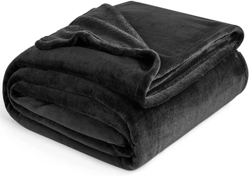 Photo 1 of Bedsure Fleece Blanket Queen Blanket Black - Bed Blanket Soft Lightweight Plush Fuzzy Cozy Luxury Microfiber, 90x90 inches
