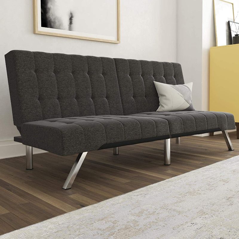 Photo 1 of DHP Emily Futon With Chrome Legs, Grey Linen
