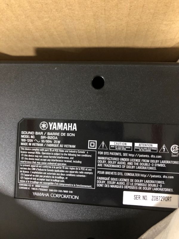 Photo 1 of YAMAHA SR-B20A Sound Bar with Built-in Subwoofers and Bluetooth
