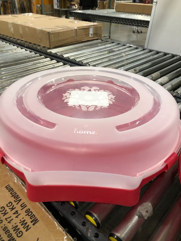 Photo 1 of Homz Holiday Wreath Plastic Storage Box, Up to 24", Red With Clear Lid 