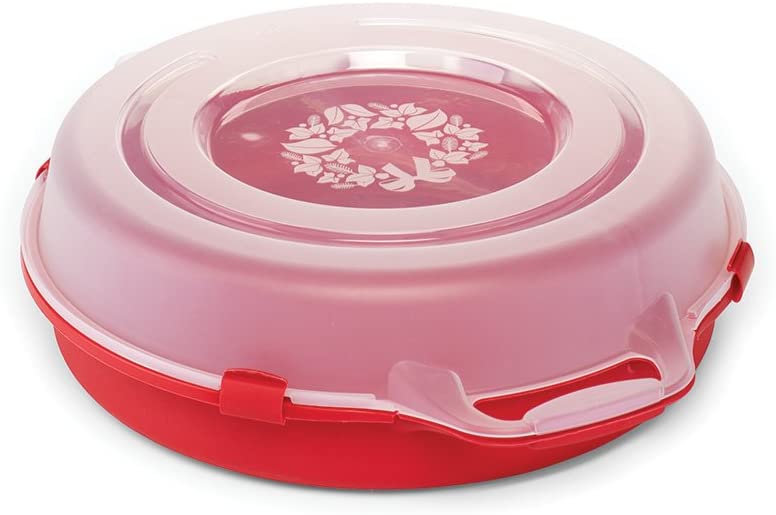 Photo 1 of Homz Holiday Wreath Plastic Storage Box, Up to 24", Red With Clear Lid 