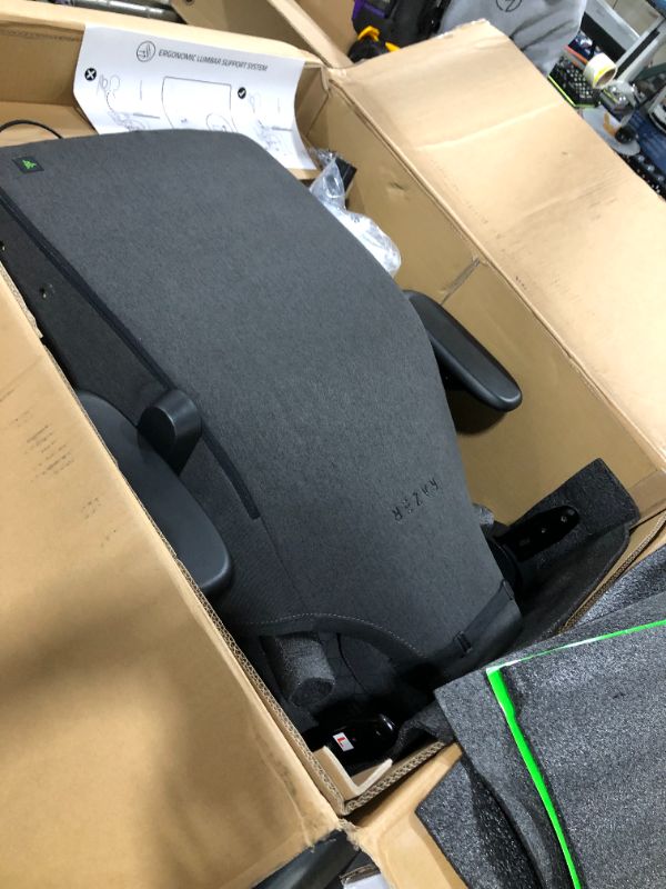 Photo 3 of Razer Iskur Fabric Gaming Chair: Ergonomic Lumbar Support System - Ultra-Soft, Spill-Resistant Fabric Foam Cushions - 4D Armrests - Engineered to Carry - Foam Head Cushion - Dark Gray
