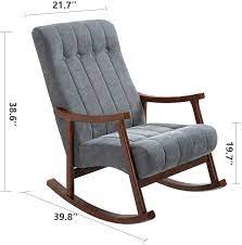 Photo 1 of AVAWING Upholstered Rocking Chair with Fabric Padded Seat,Comfortable Rocker Solid Wood for Living Room,Modern High Back Armchair