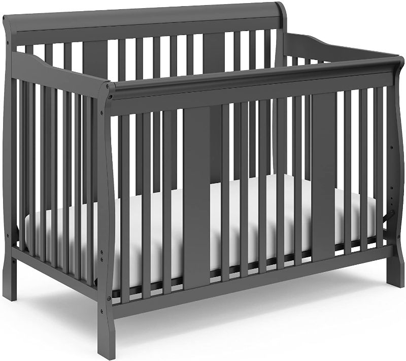 Photo 1 of Storkcraft Tuscany 4-in-1 Convertible Crib, Gray, Easily Converts to Toddler Bed, Day Bed or Full Bed, 3 Position Adjustable Height Mattress (Mattress Not Included) ,Grey, Crib

