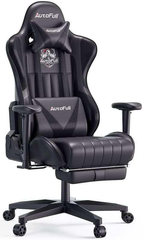 Photo 1 of AutoFull Gaming Chair Racing Style Ergonomic High Back Computer Chair with Height Adjustment, Footrest?Headrest and Lumbar Support E-Sports Swivel Chair?Black
