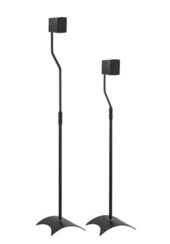 Photo 1 of Adjustable Height Speaker Floor Stands, Black (Set of 2)