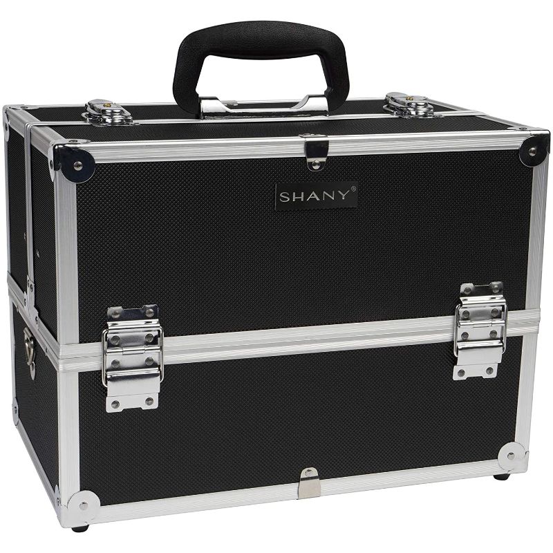 Photo 1 of SHANY Essential Pro Makeup Train Case with Shoulder Strap and Locks - Jet black
