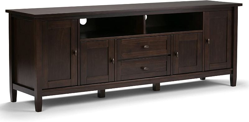 Photo 1 of FOR PARTS ONLY! SIMPLIHOME Shaker TV Media Stand, 72 inch, Tobacco Brown
