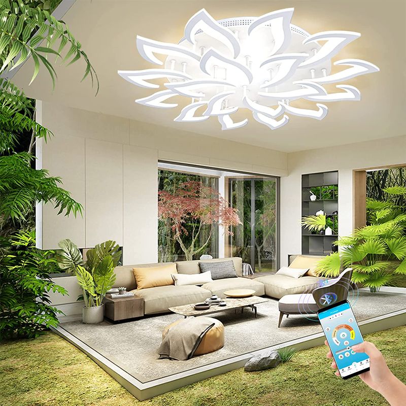 Photo 1 of AHAWILL Ceiling Light Dimmable Modern Embedded LED Chandelier Metal Acrylic Petal Ceiling Ceiling Light, Suitable for Living Rooms, Bedrooms, Children's Rooms, Etc