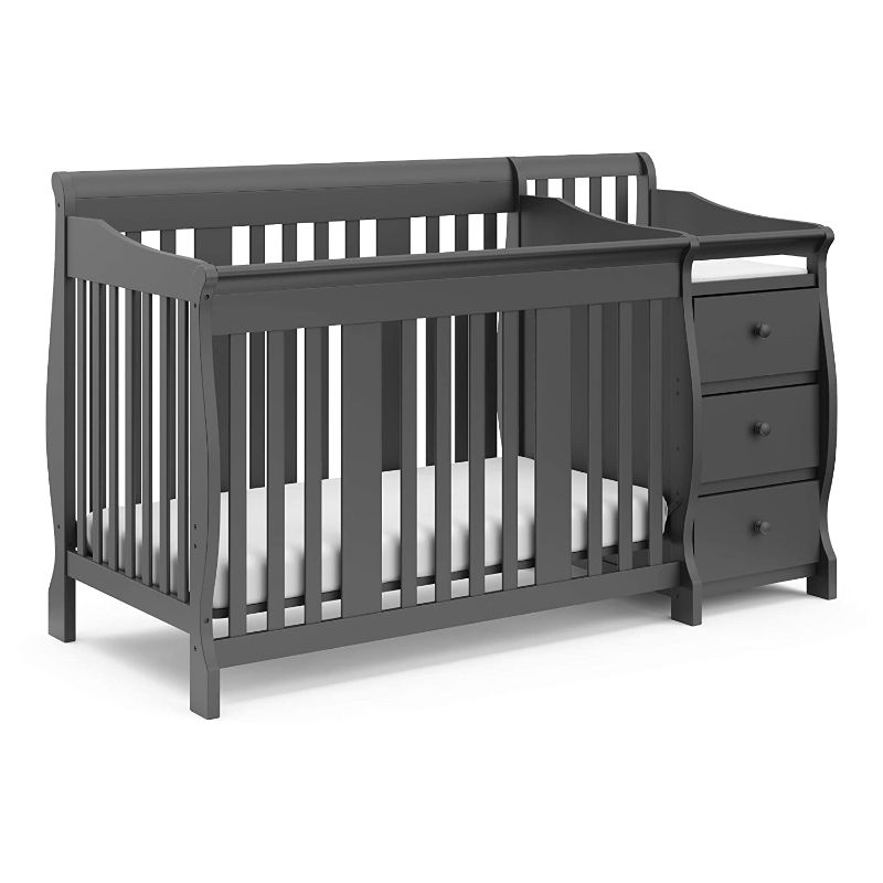 Photo 1 of STORKCRAFT Portofino 4 In 1 Fixed Side Convertible Crib Changer, Gray
