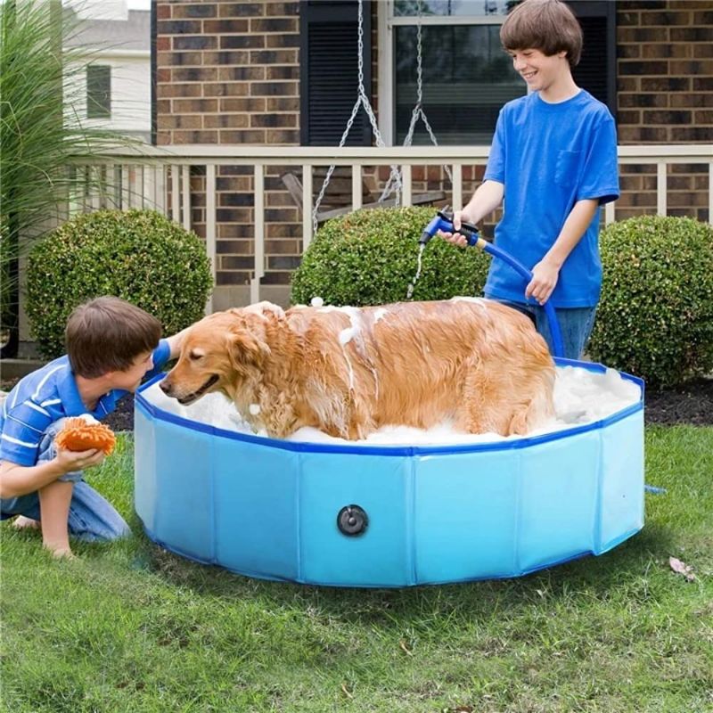 Photo 1 of Foldable Dog Pool, Collapsible Hard Plastic Dog Swimming Pool, Portable Bath Tub for Kids Dogs and Cats, Pet Wading Pool for Indoor and Outdoor
