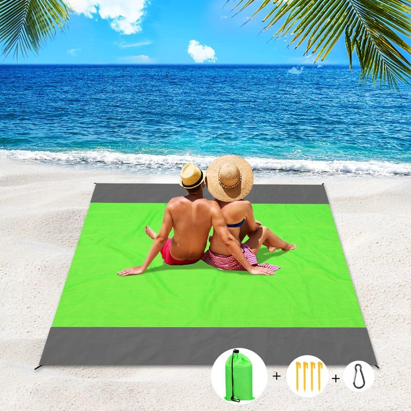 Photo 1 of Apfity Sand Free Beach Blanket, 79''×83'' Lightweight Sandproof Beach Blanket, Outdoor Lightweight Beach Mat for Travel, Camping, Hiking
