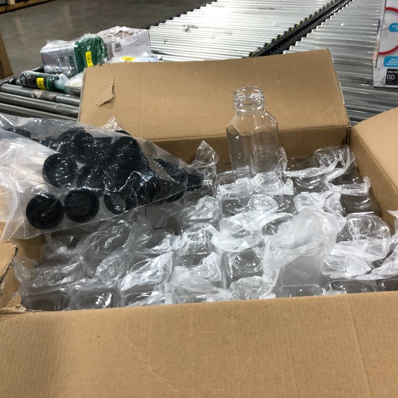 Photo 2 of 12oz Plastic Bottles with Caps, Clear 48pk - Empty PET Juice Containers Bottle in Bulk, Black Tamper Resistant Lids
