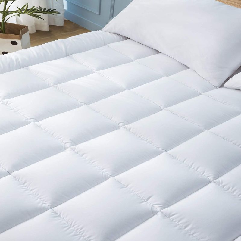 Photo 1 of Analin Bedding Twin Mattress Topper Soft Brushed Fabric 39x75 Quilted Down Alternative Anchor Band 4 Corner Elastic Protector Enhancer Extra Deep Fits 20 Inches Soft White Bed Cover
