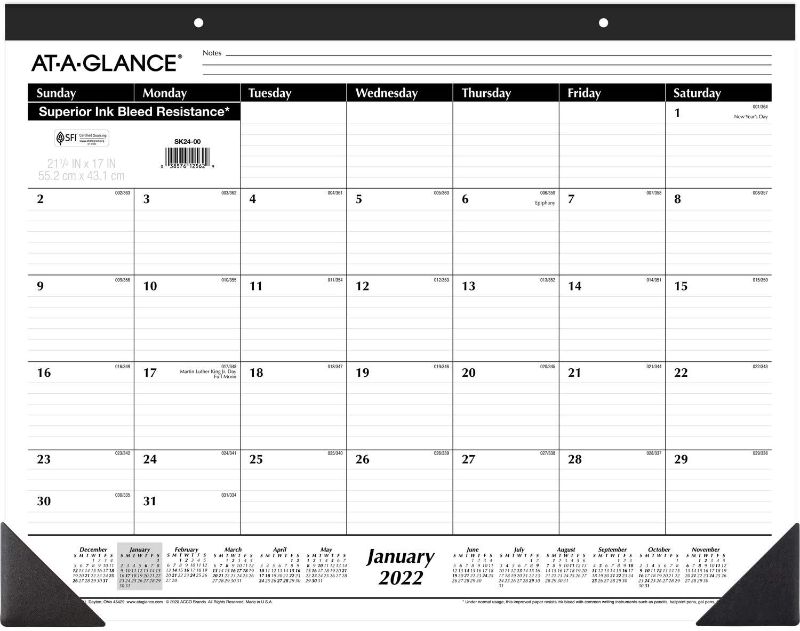 Photo 1 of 2022 Desk Calendar by AT-A-GLANCE, Monthly Desk Pad, 21-3/4" x 17", Large (SK2400)
